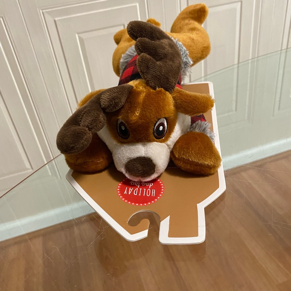 Holiday Dog Toy Christmas Reindeer With Squeaker  Dog Toy 15”
